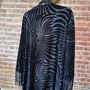 Velvet pattern fringed duster